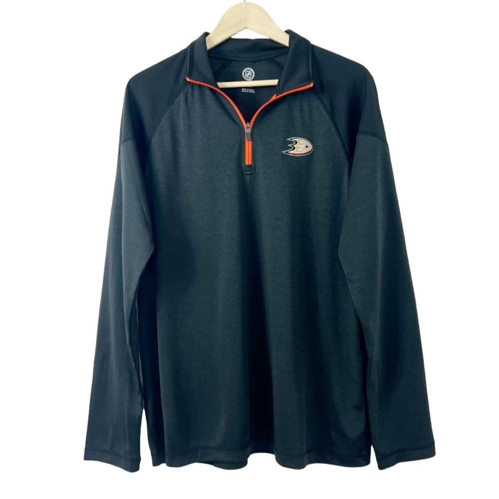 NHL Anaheim Ducks Long Sleeve Quarter- Zip Athletic Lg NEW